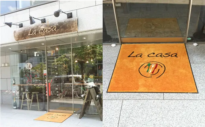 飲食店入口のオーダーマット事例