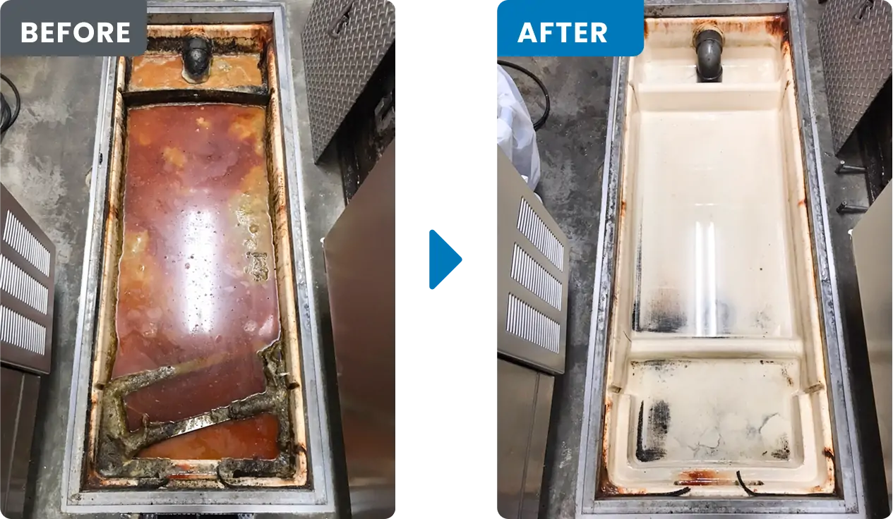 グリストラップ清掃前後の比較