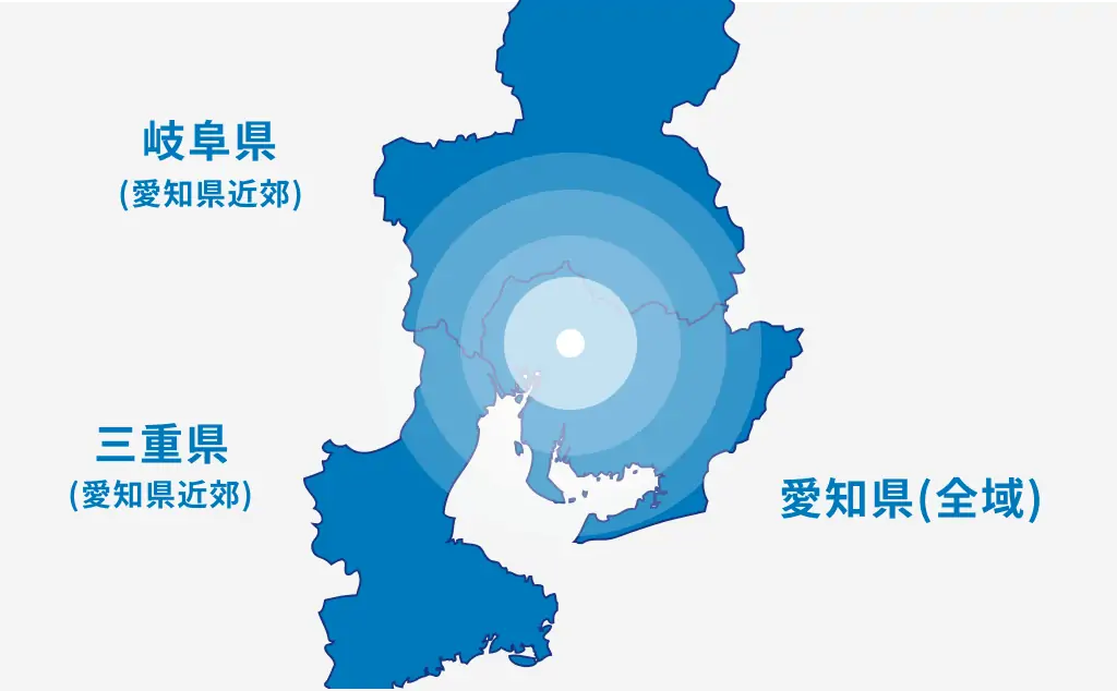 Vitaの対応エリアマップ（愛知県・岐阜県・三重県）